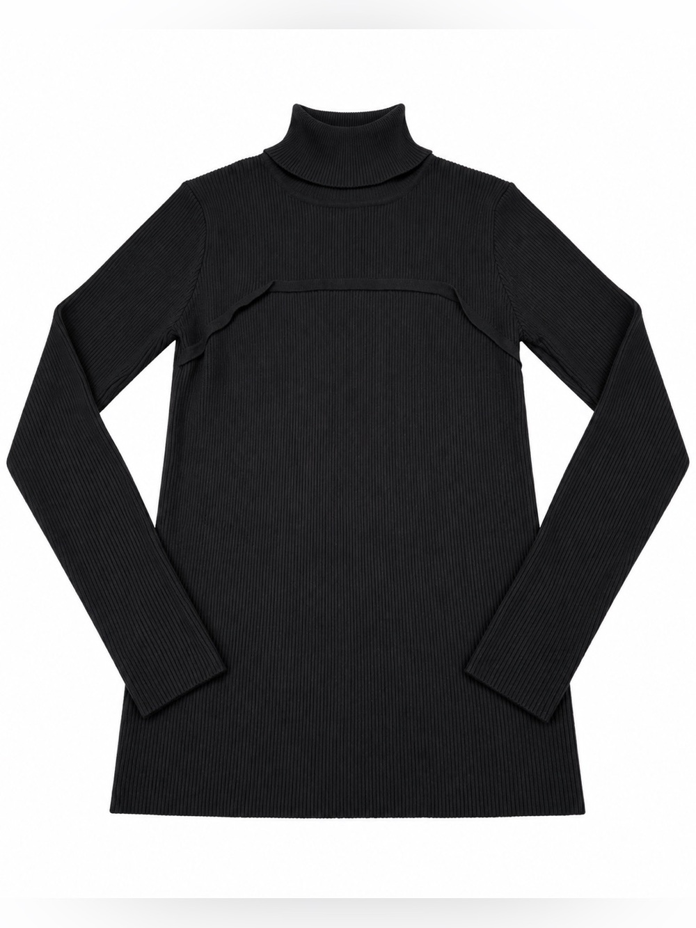 PRETTYGARDEN Black Ribbed Turtleneck Sweater Size Large